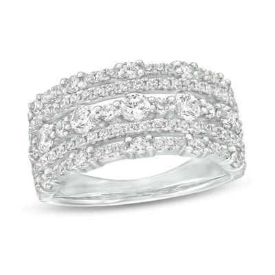 1.23 CT. T.W. Diamond Multi-Row Anniversary Ring in 14K White Gold|Peoples Jewellers