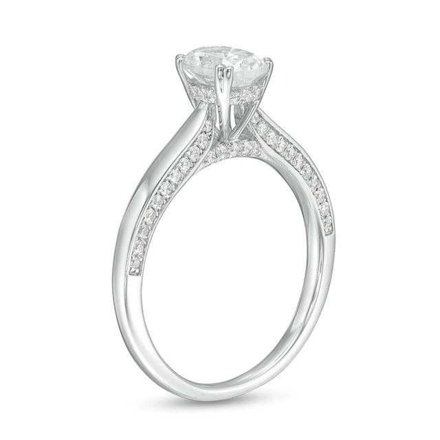 0.95 CT. T.W. Oval Diamond Engagement Ring in 14K White Gold|Peoples Jewellers