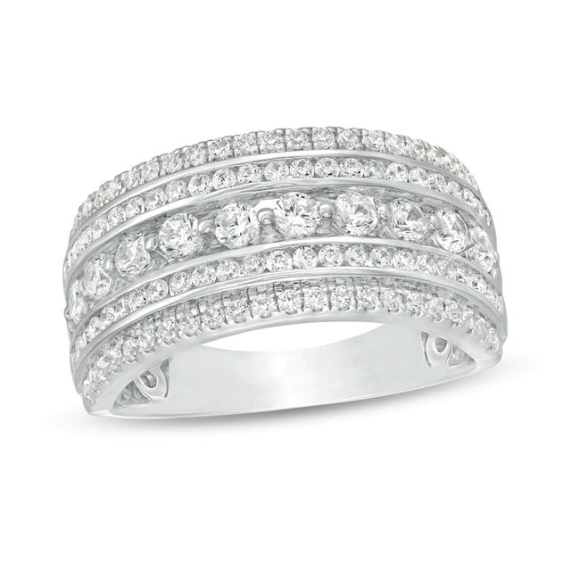 0.95 CT. T.W. Diamond Multi-Row Anniversary Ring in 14K White Gold|Peoples Jewellers