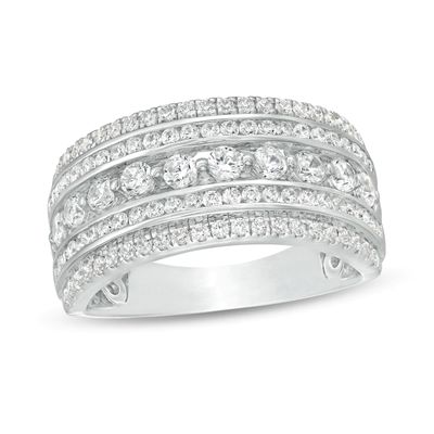 0.95 CT. T.W. Diamond Multi-Row Anniversary Ring in 14K White Gold|Peoples Jewellers