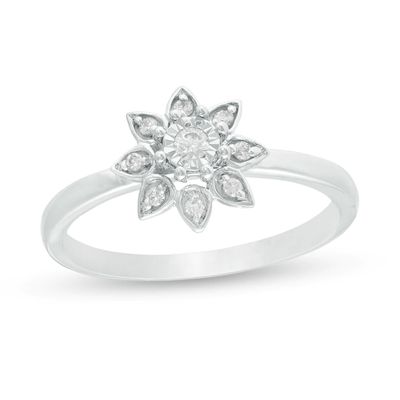 0.09 CT. T.W. Diamond Flower Promise Ring in 10K White Gold|Peoples Jewellers