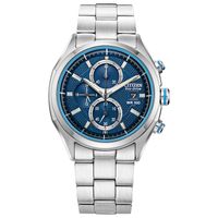 Men's Citizen Eco-Drive® Drive Chronograph Watch with Textured Dark Blue Dial (Model: CA0430-54M)|Peoples Jewellers