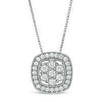 0.50 CT. T.W. Composite Diamond Cushion Frame Pendant in Sterling Silver|Peoples Jewellers