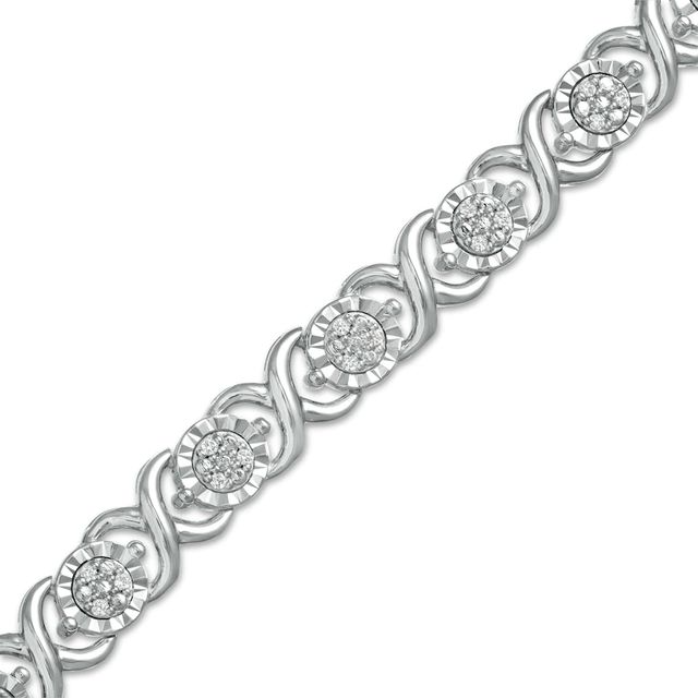 0.25 CT. T.W. Diamond Alternating "X" Line Bracelet in Sterling Silver - 7.25"