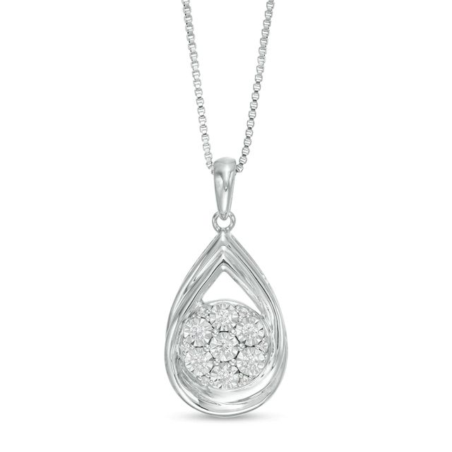 0.10 CT. T.W. Composite Diamond Teardrop Frame Pendant in Sterling Silver|Peoples Jewellers