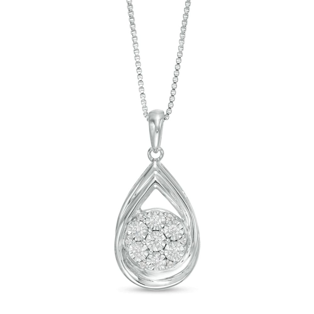 0.10 CT. T.W. Composite Diamond Teardrop Frame Pendant in Sterling Silver|Peoples Jewellers