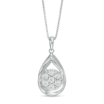 0.10 CT. T.W. Composite Diamond Teardrop Frame Pendant in Sterling Silver|Peoples Jewellers