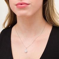 0.10 CT. T.W. Composite Diamond Teardrop Frame Pendant in Sterling Silver|Peoples Jewellers