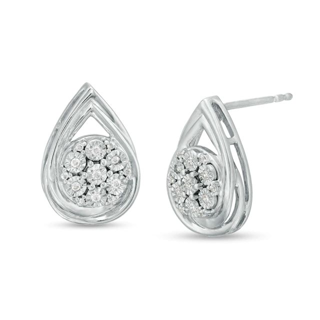 0.10 CT. T.W. Composite Diamond Teardrop Frame Stud Earrings in Sterling Silver