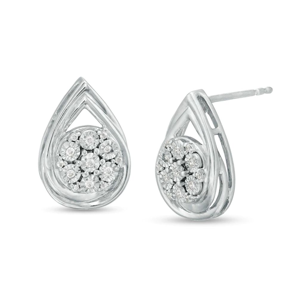 0.10 CT. T.W. Composite Diamond Teardrop Frame Stud Earrings in Sterling Silver|Peoples Jewellers