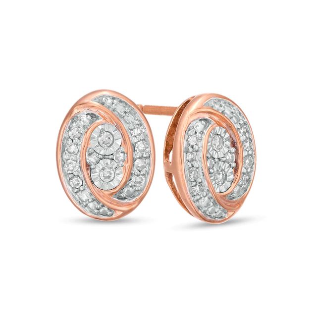 0.145 CT. T.W. Composite Diamond Oval Swirl Frame Stud Earrings in 10K Rose Gold|Peoples Jewellers