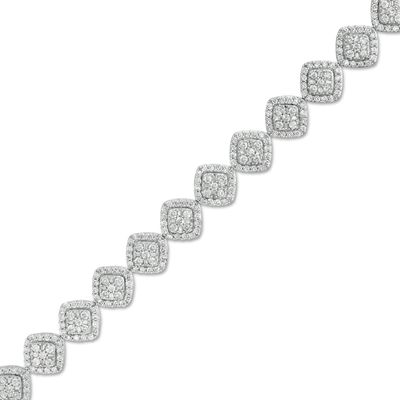 5.00 CT. T.W. Composite Diamond Tilted Cushion Frame Link Bracelet in 10K White Gold - 7.5"|Peoples Jewellers