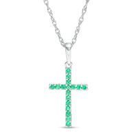 Emerald Cross Pendant in 10K White Gold|Peoples Jewellers