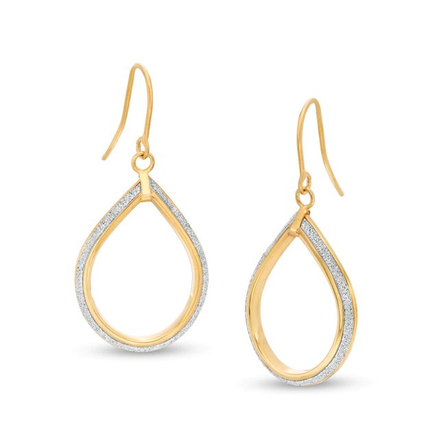 Italian Gold Glitter Enamel Teardrop Earrings in 14K Gold