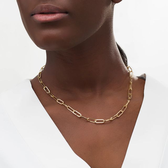5.5mm Oval Link Chain Necklace in Hollow 10K Gold - 18"