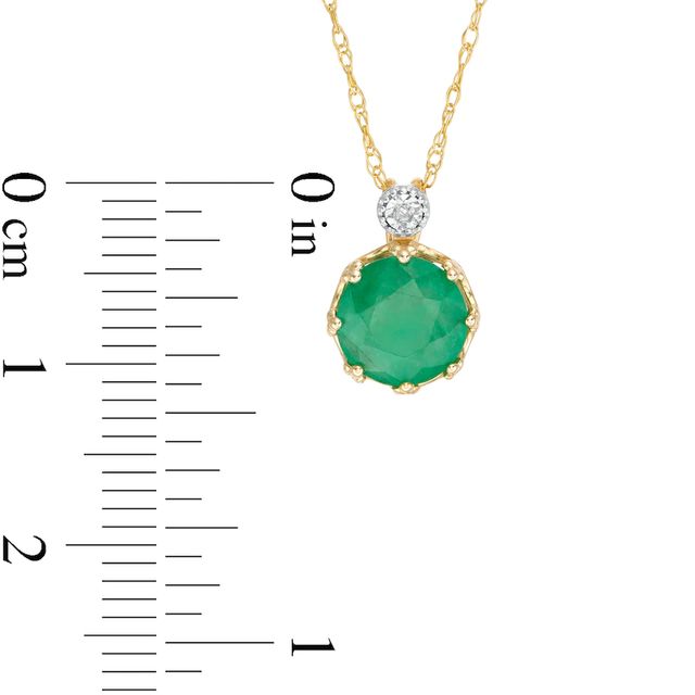 7.0mm Emerald and Diamond Accent Pendant in 10K Gold|Peoples Jewellers