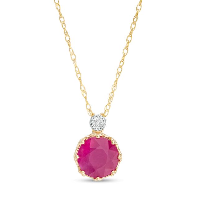 7.0mm Ruby and Diamond Accent Pendant in 10K Gold|Peoples Jewellers