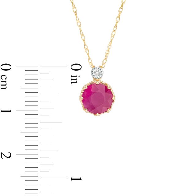 7.0mm Ruby and Diamond Accent Pendant in 10K Gold|Peoples Jewellers