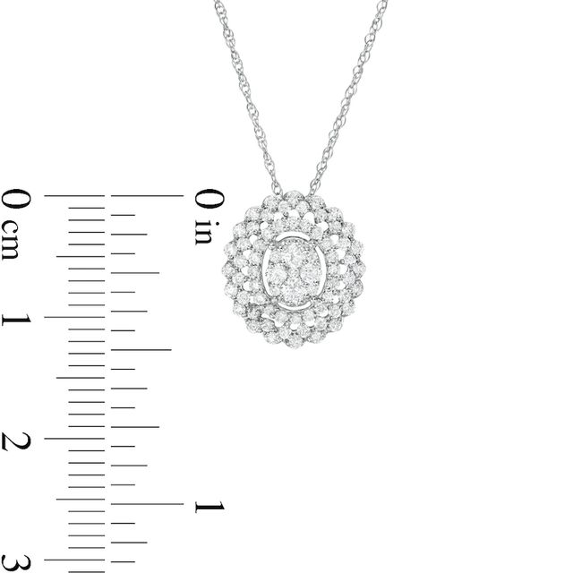 0.50 CT. T.W. Composite Diamond Oval Scallop Frame Pendant in 10K White Gold|Peoples Jewellers