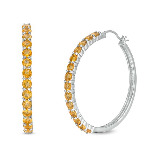 3.0mm Citrine Hoop Earrings in Sterling Silver|Peoples Jewellers