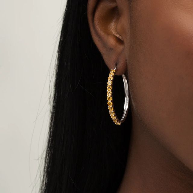 3.0mm Citrine Hoop Earrings in Sterling Silver|Peoples Jewellers