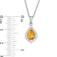 Pear-Shaped Citrine and Lab-Created White Sapphire Frame Pendant and Stud Earrings Set in Sterling Silver|Peoples Jewellers