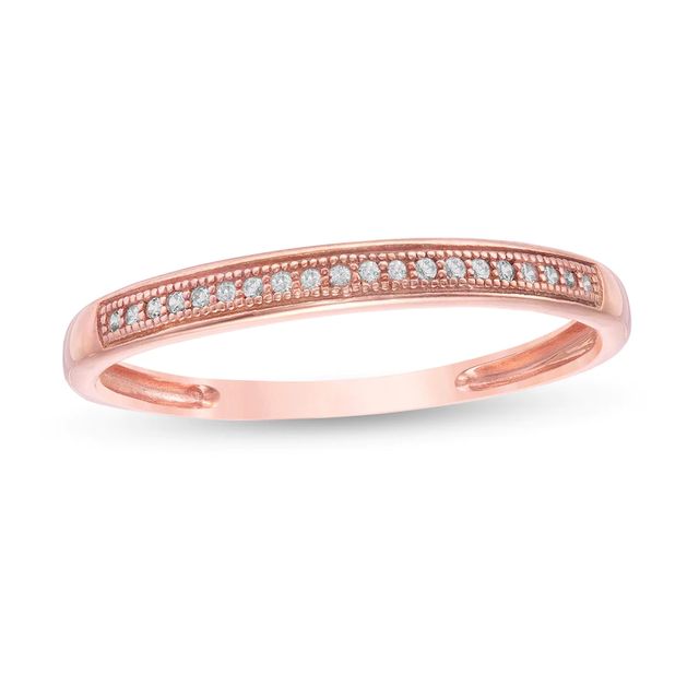 0.04 CT. T.W. Diamond Vintage-Style Anniversary Band in 10K Rose Gold