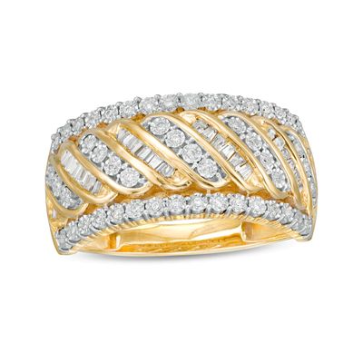 0.33 CT. T.W. Diamond Edge Cascading Waves Anniversary Ring in 10K Gold|Peoples Jewellers