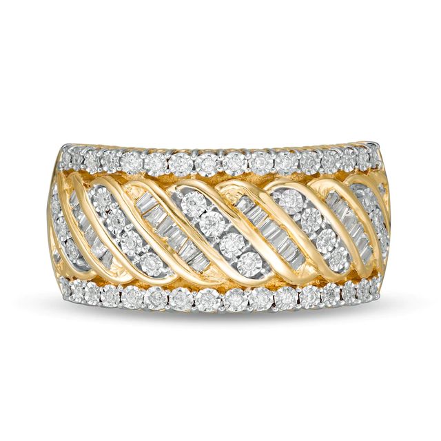 0.33 CT. T.W. Diamond Edge Cascading Waves Anniversary Ring in 10K Gold