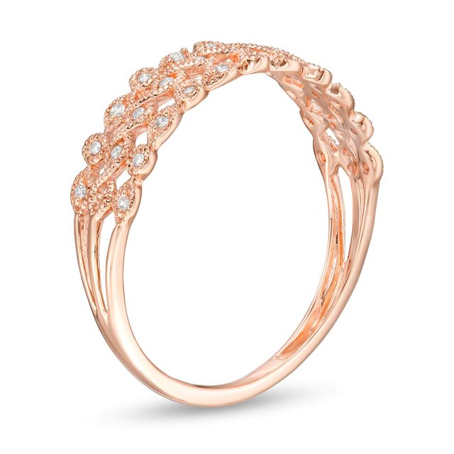 0.065 CT. T.W. Diamond Triple Row Vintage-Style Art Deco Ring in 10K Rose Gold|Peoples Jewellers