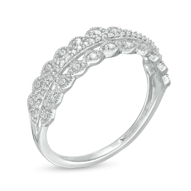 0.065 CT. T.W. Diamond Triple Row Vintage-Style Ring in 10K White Gold|Peoples Jewellers