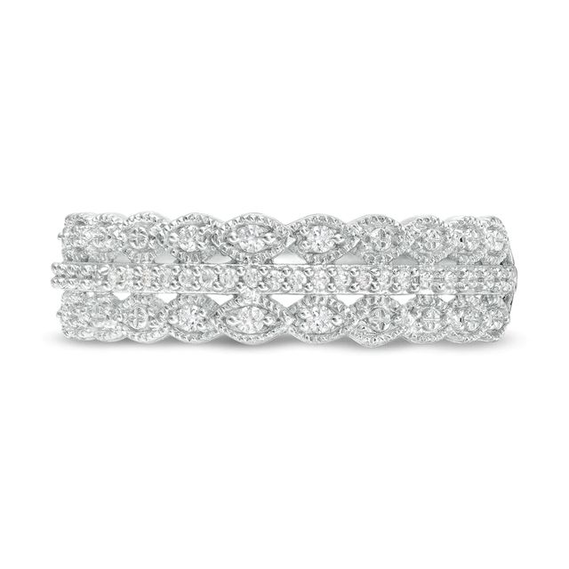 0.065 CT. T.W. Diamond Triple Row Vintage-Style Ring in 10K White Gold|Peoples Jewellers