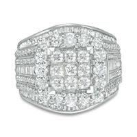 3.00 CT. T.W. Princess-Cut Composite Diamond Frame Multi-Row Engagement Ring in 10K White Gold|Peoples Jewellers