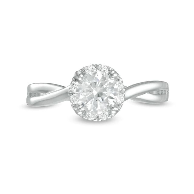 1.00 CT. T.W. Diamond Split Shank Engagement Ring in 14K White Gold (J/I3)|Peoples Jewellers