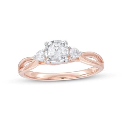 0.50 CT. T.W. Diamond Past Present Future® Split Shank Engagement Ring in 10K Rose Gold|Peoples Jewellers