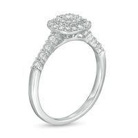 0.25 CT. T.W. Diamond Double Cushion Frame Promise Ring in 10K White Gold|Peoples Jewellers