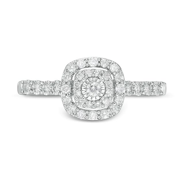 0.25 CT. T.W. Diamond Double Cushion Frame Promise Ring in 10K White Gold