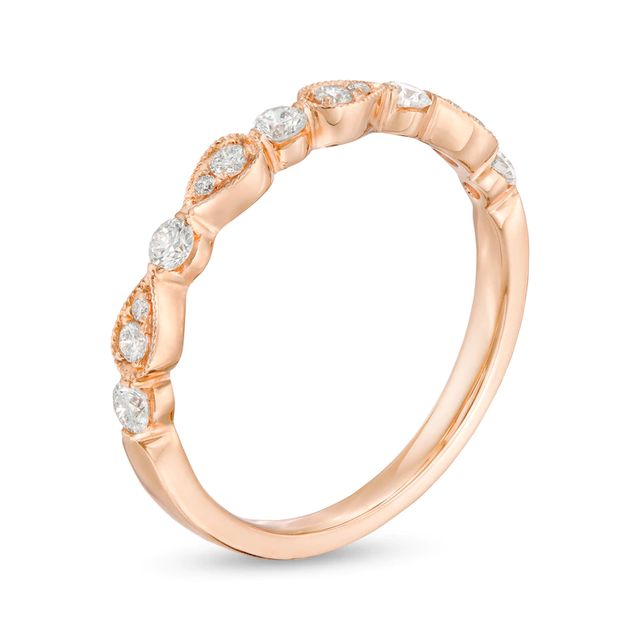 0.30 CT. T.W. Diamond Alternating Vintage-Style Teardrops Anniversary Band in 10K Rose Gold|Peoples Jewellers