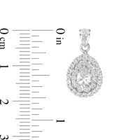 Pear-Shaped and Round Lab-Created White Sapphire Double Frame Drop Pendant and Drop Earrings Set in Sterling Silver|Peoples Jewellers