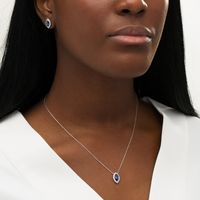 Marquise Lab-Created Blue and White Sapphire Frame Necklace and Stud Earrings Set in Sterling Silver|Peoples Jewellers