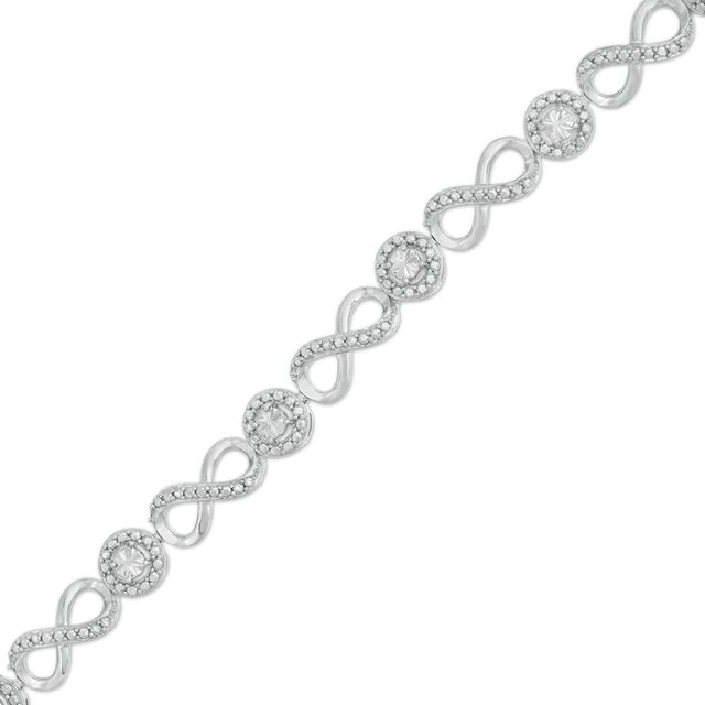 Diamond Accent Infinity Link Bracelet in Sterling Silver - 7.5"