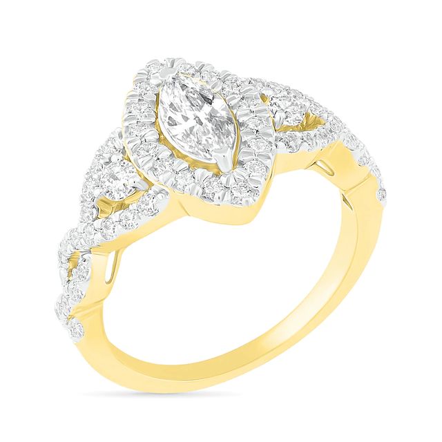 1.45 CT. T.W. Marquise Diamond Frame Vintage-Style Bridal Set in 10K Gold|Peoples Jewellers
