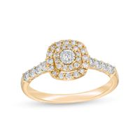 0.25 CT. T.W. Diamond Double Cushion Frame Engagement Ring in 10K Gold|Peoples Jewellers