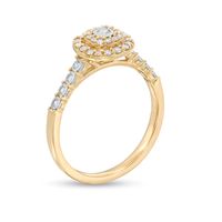 0.25 CT. T.W. Diamond Double Cushion Frame Engagement Ring in 10K Gold|Peoples Jewellers