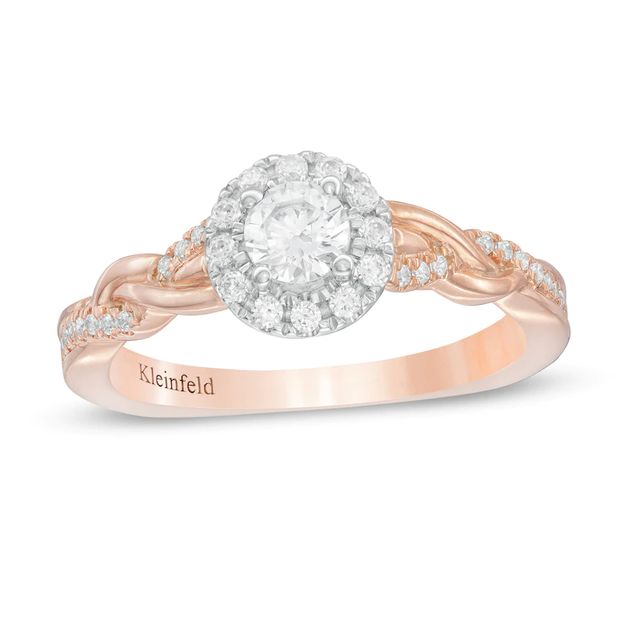 Kleinfeld® 0.45 CT. T.W. Diamond Frame Twist Shank Engagement Ring in 14K Rose Gold|Peoples Jewellers