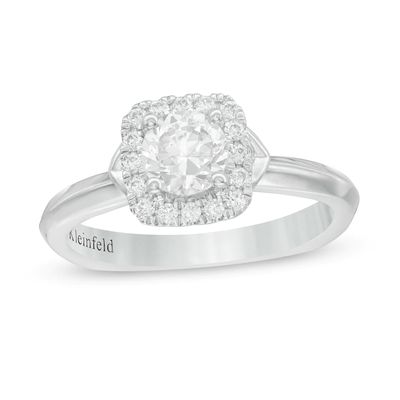 Kleinfeld® 0.95 CT. T.W. Diamond Cushion Frame Engagement Ring in 14K White Gold|Peoples Jewellers