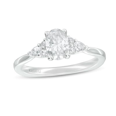 Kleinfeld® 0.95 CT. T.W. Oval Diamond Tri-Sides Engagement Ring in 14K White Gold|Peoples Jewellers