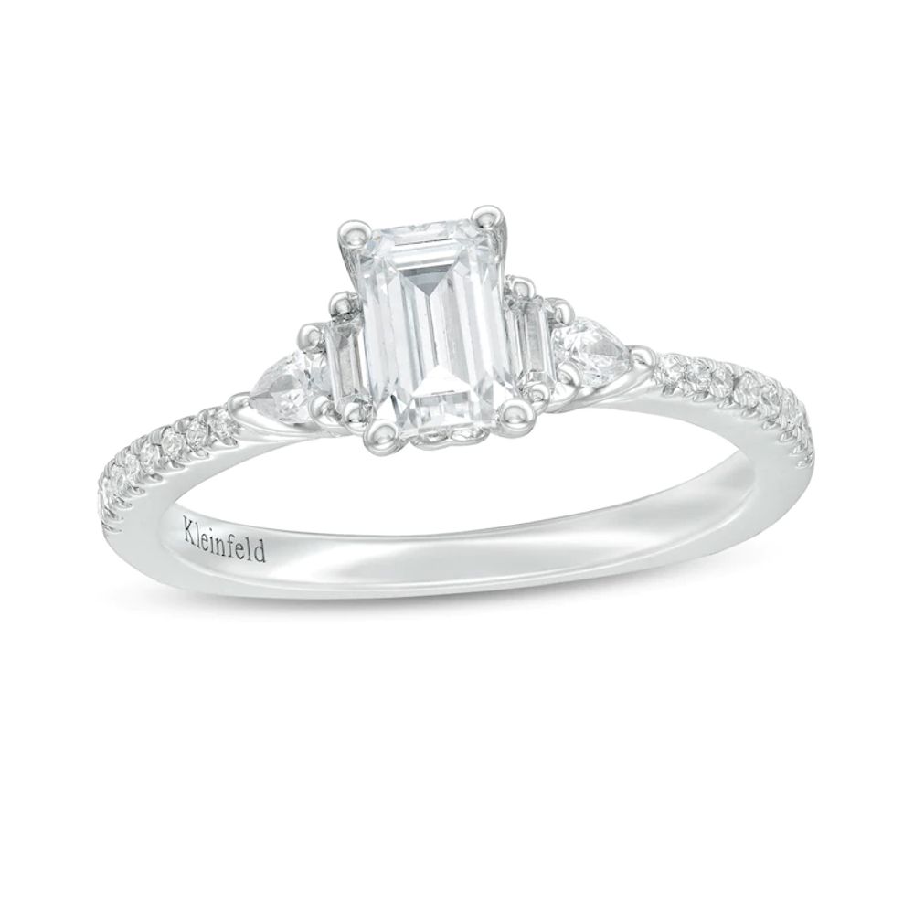 Kleinfeld® 0.95 CT. T.W. Emerald-Cut Diamond Tiered Engagement Ring in 14K White Gold|Peoples Jewellers