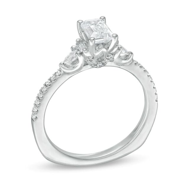 Kleinfeld® 0.95 CT. T.W. Emerald-Cut Diamond Tiered Engagement Ring in 14K White Gold|Peoples Jewellers