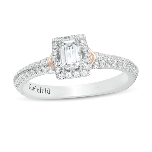 Kleinfeld® 0.69 CT. T.W. Emerald-Cut Diamond Frame Engagement Ring in 14K Two-Tone Gold|Peoples Jewellers